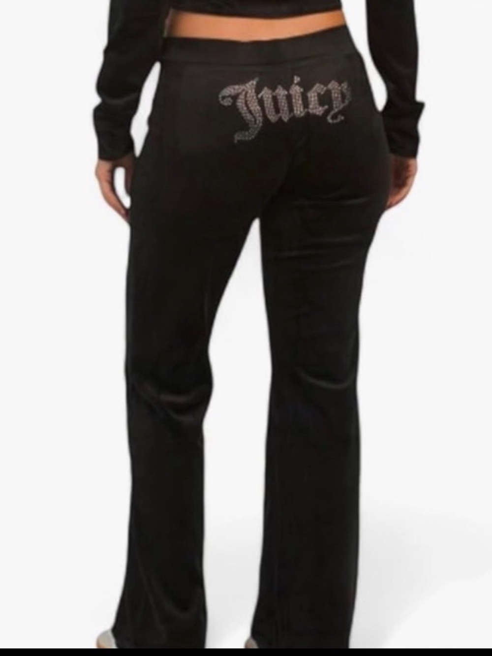 JUICY COUTURE BLACK LIQUORICE OG BLING RHINESTONE VELOUR TRACKSUIT *PANTS* NWT